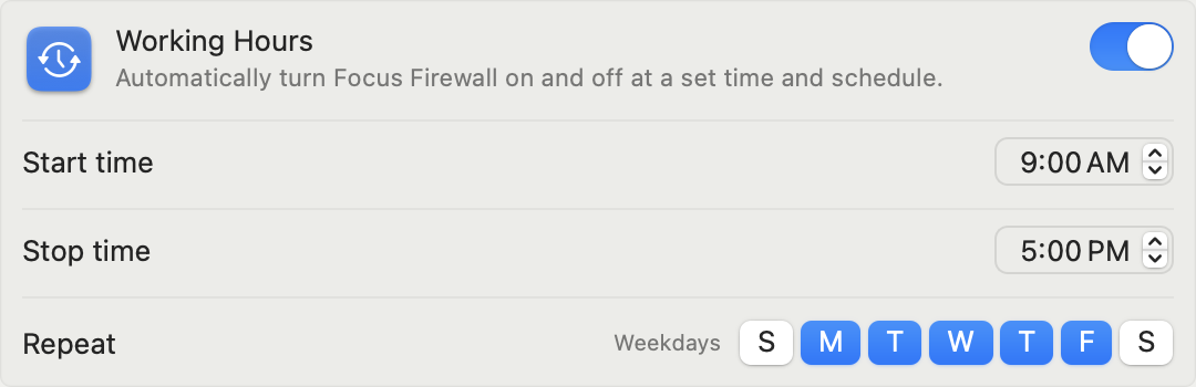 Focus Firewall working hours