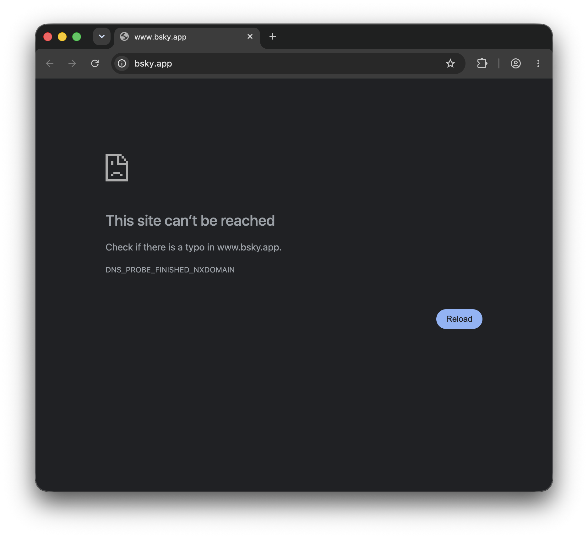 Bluesky blocked in Chrome on a Mac: the page can't connect and no posts load