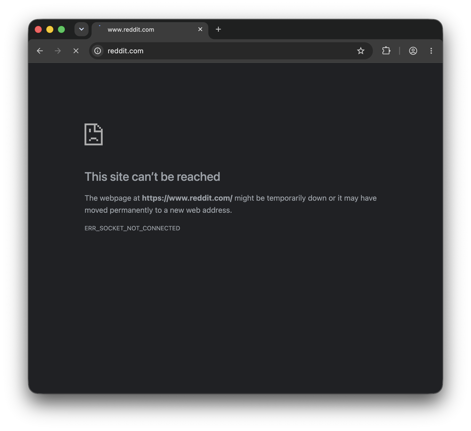 Reddit blocked in Chrome on a Mac: the page can't connect and no posts load