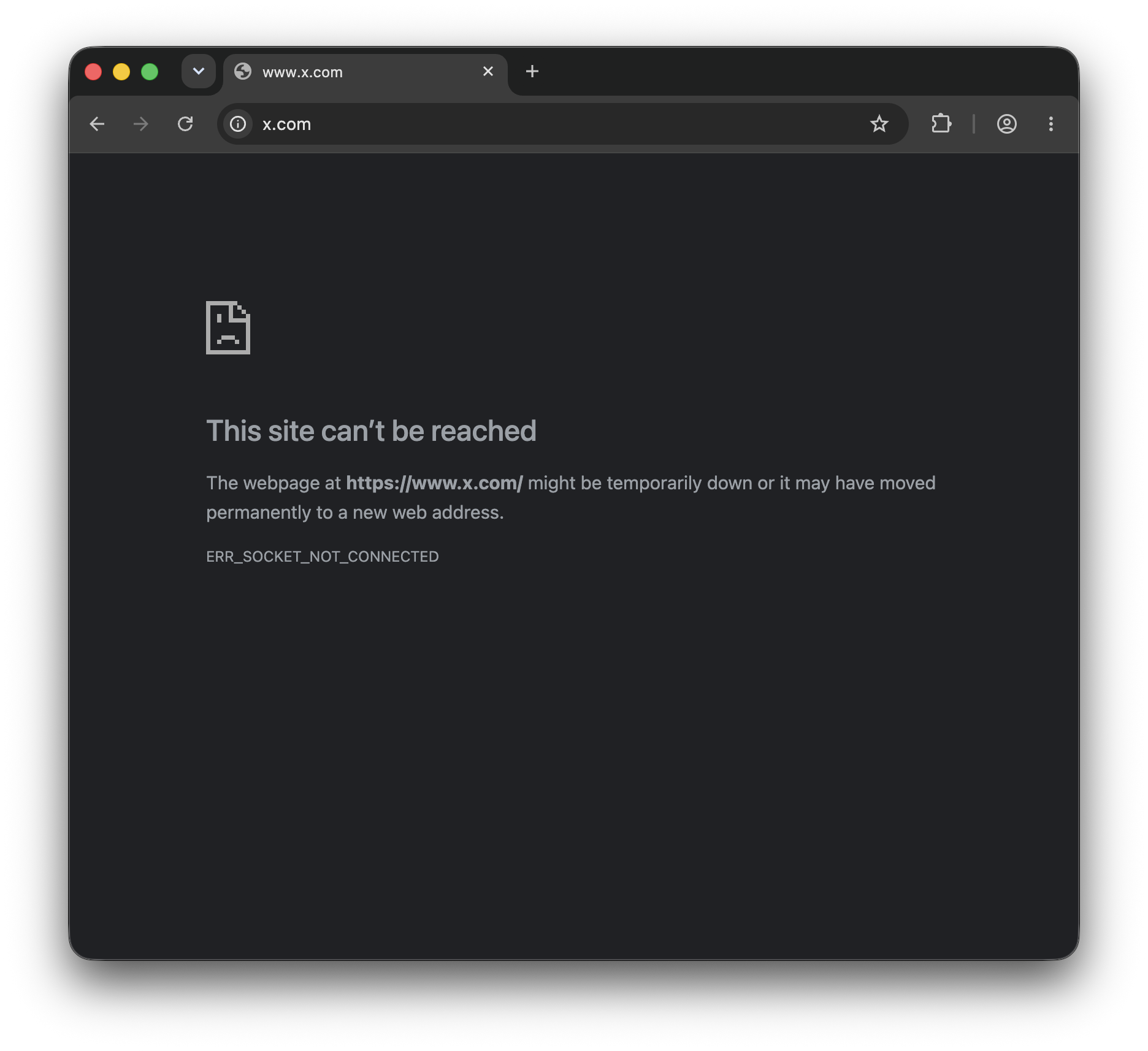 X blocked in Chrome on a Mac: the page can't connect and no posts load