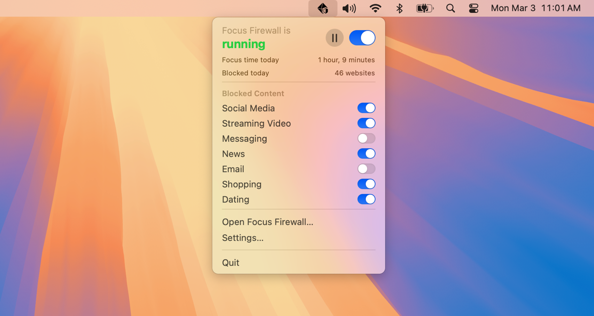 Focus Firewall Screenshot